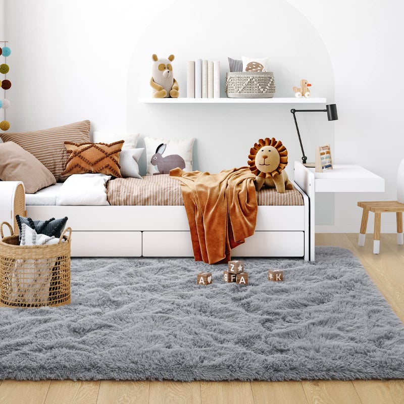ST. BRIDGE Ultra Soft Grey Rugs for Bedroom 4x6 Feet, Fluffy Shag Area Rugs for Living Room, Large Comfy Furry Rug for Boys Kids Baby Room Decor, Non Slip Nursery Rug Modern Indoor Fuzzy Floor Carpet - Image 2